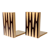 Paire de serre-livres en bois, style Bauhaus, années 1950