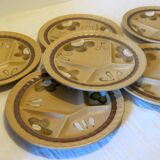 6 assiettes à compartiments Sarreguemines en grès