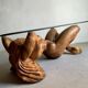 Vintage hand-carved wooden female nude sculpture coffee table