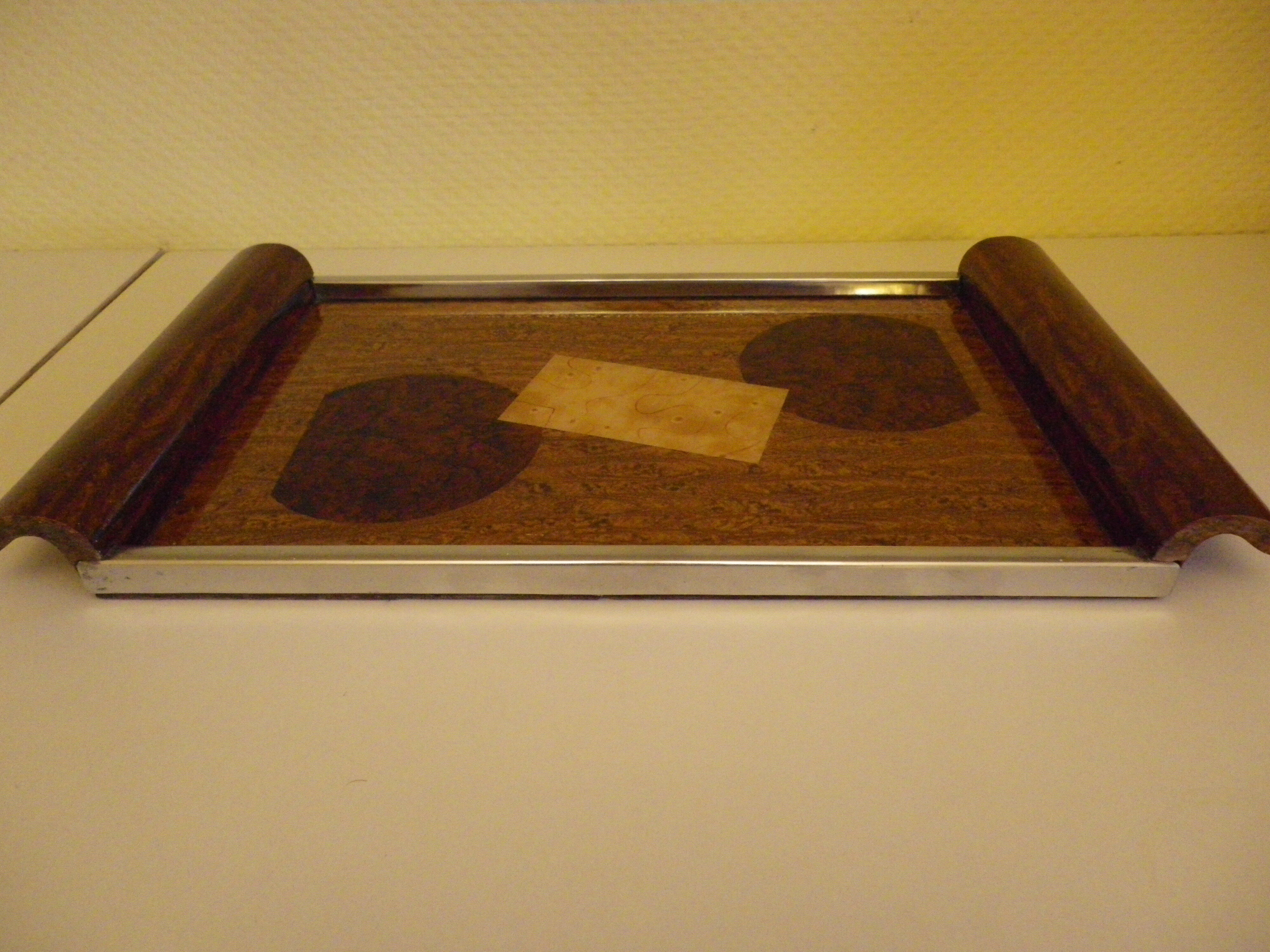 Plateau, serving - Wood, glass, metal - about 1940