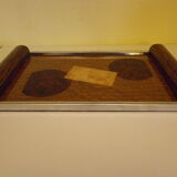 Plateau, serving - Wood, glass, metal - about 1940