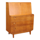 Vintage cabinet with drop-down design, wood, 3 drawers from the 1960s, original