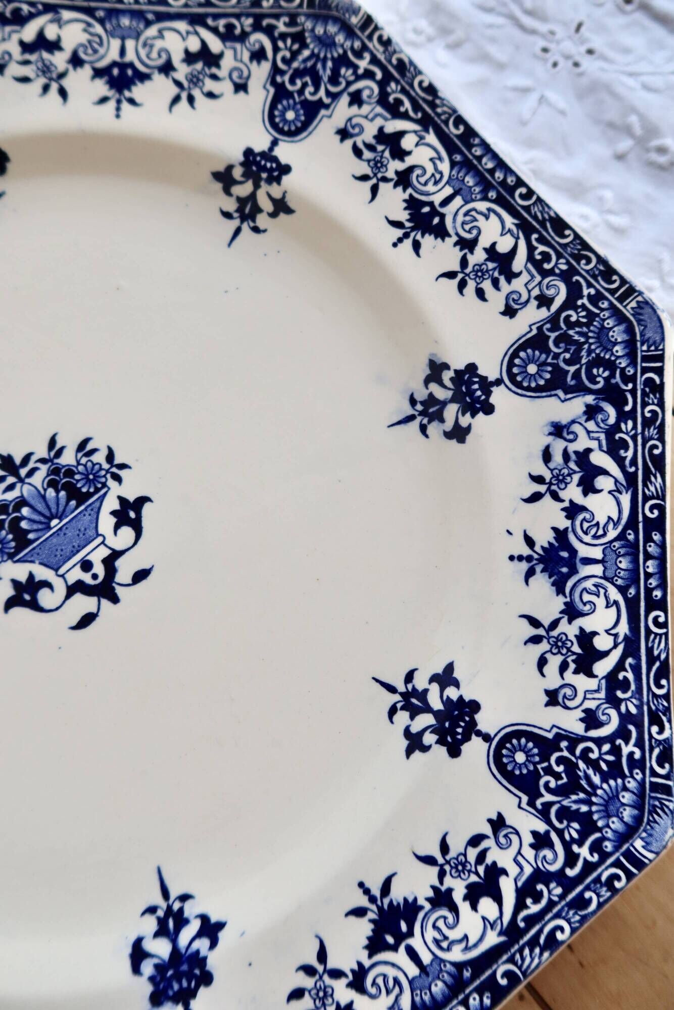 Ironstone serving dish Longchamp model Rouen 19th century