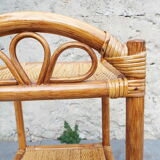 Rattan and bamboo bedside table