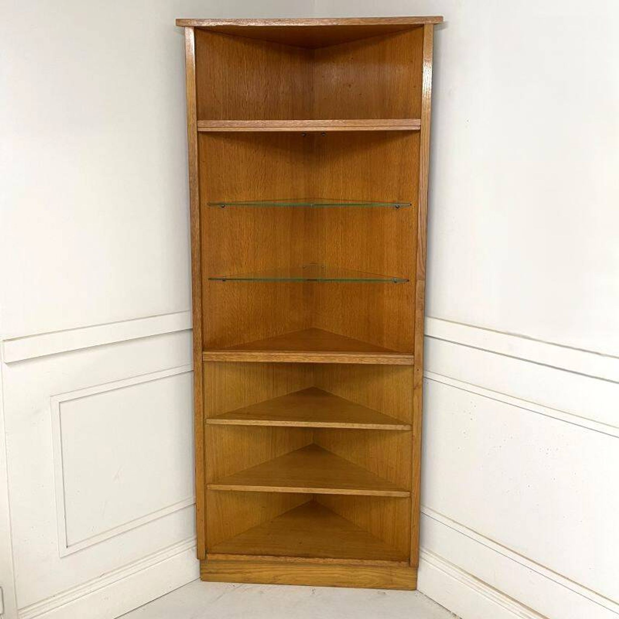 Étagère bibliothèque vitrine d’angle vintage