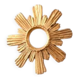 Golden carved wooden sun mirror — 38 cm