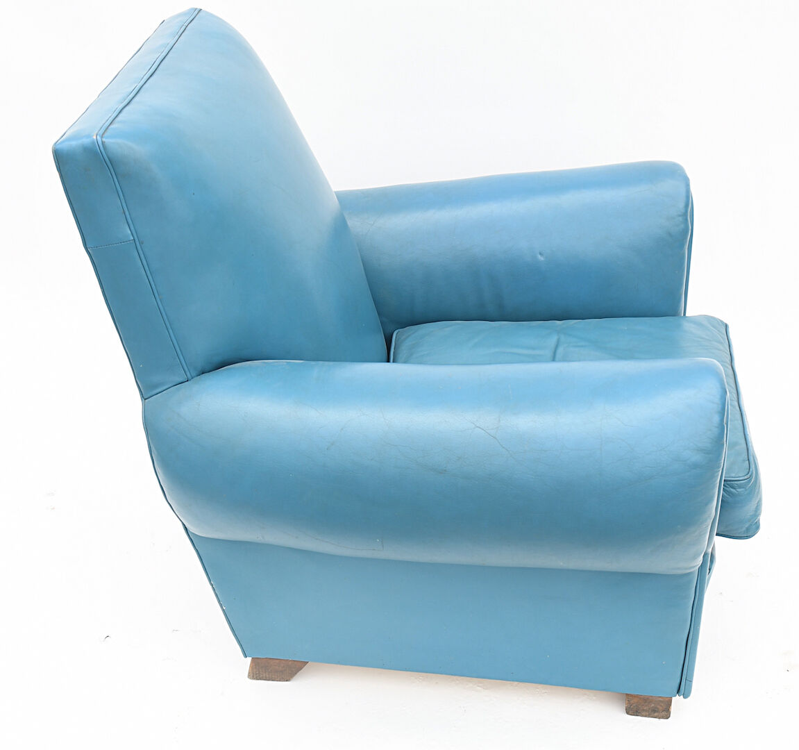 Club armchair in blue leather