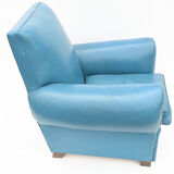 Club armchair in blue leather