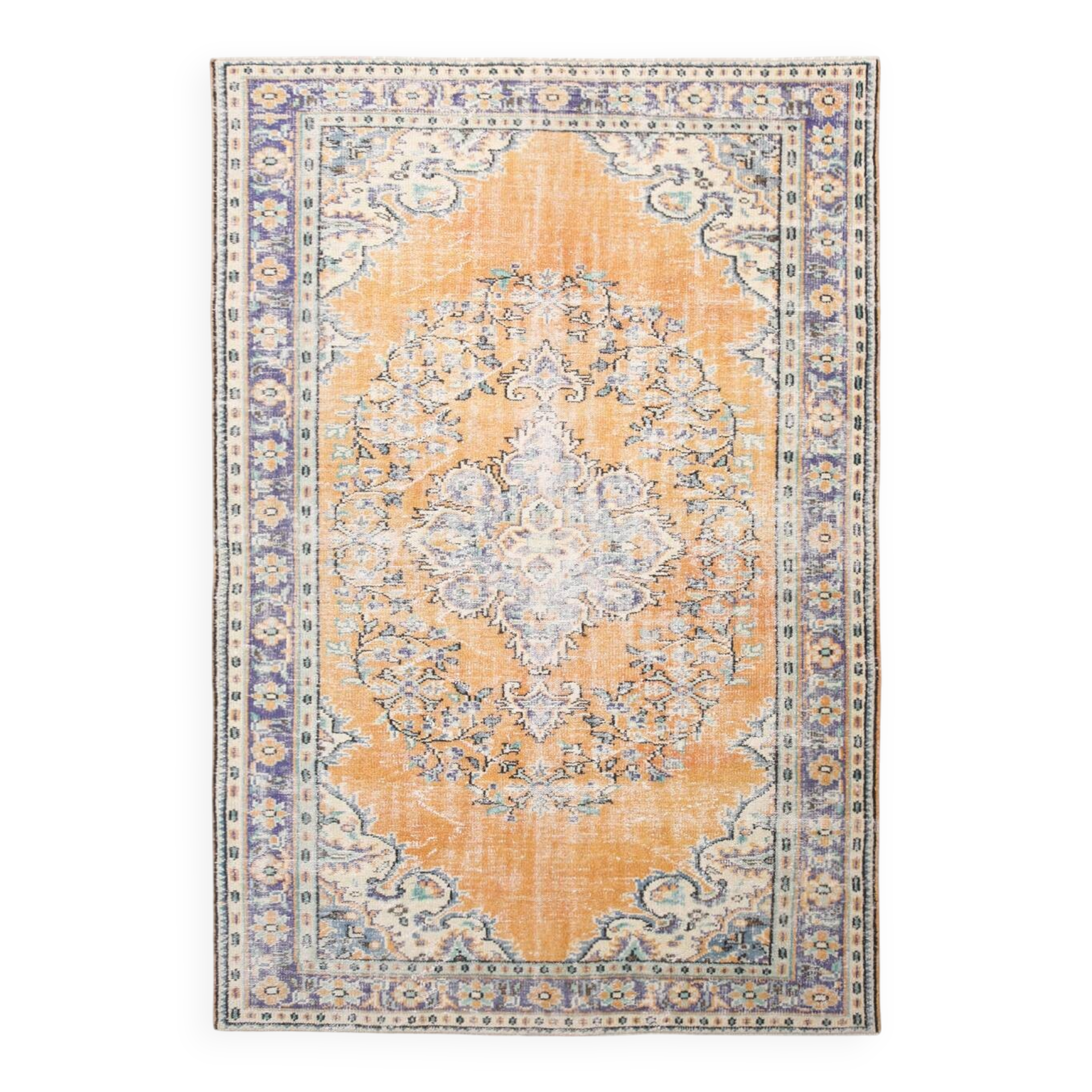 7x10 Vintage Geometric Style Traditional Orientel Carpet, 200x298 Cm