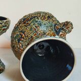 Pair of vintage Vanoise honey foam ceramic candlesticks