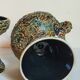 Paire de bougeoirs en céramique de la Vanoise écume miel vintages