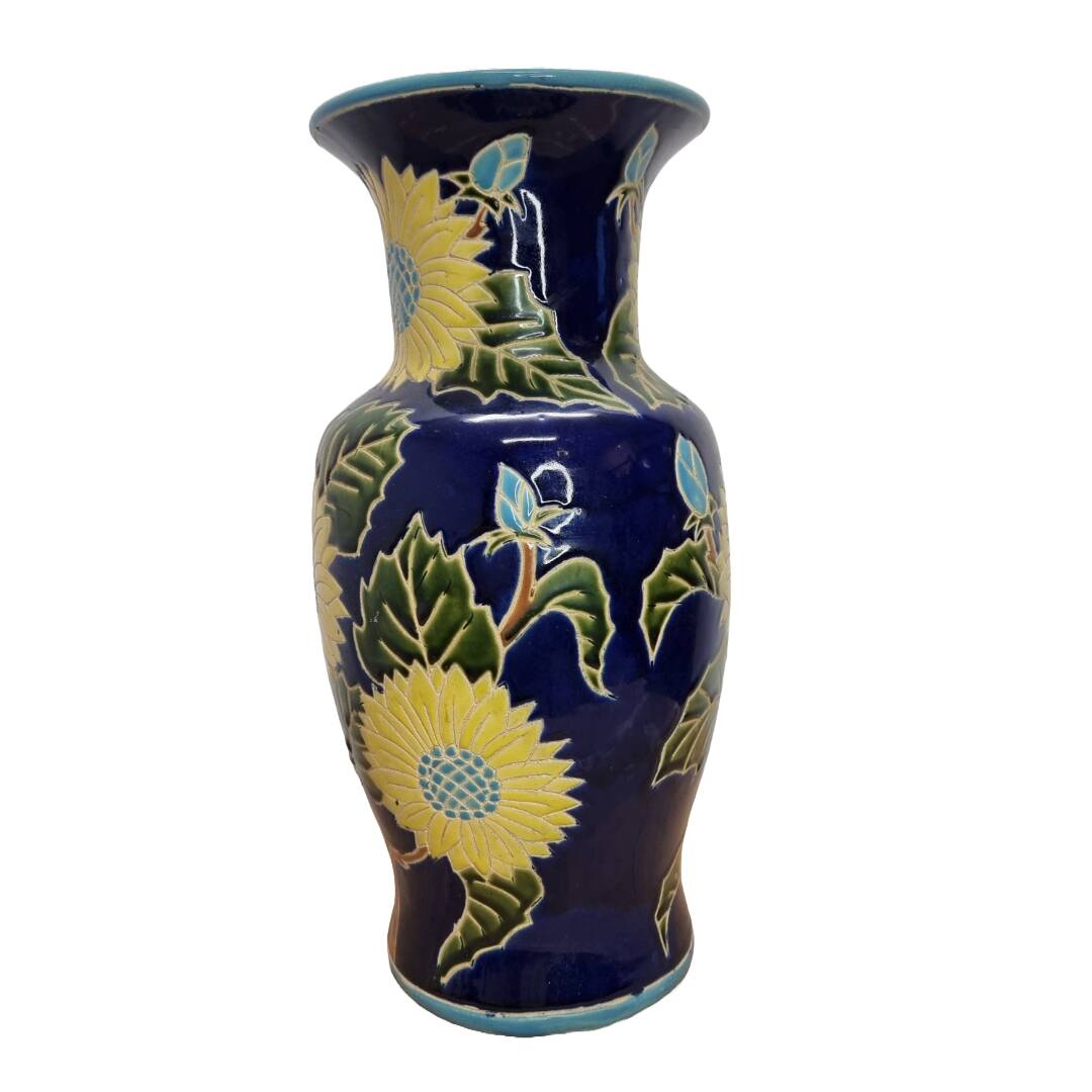 Large Vintage Hand Painted ceramic Vase Late 20th Century