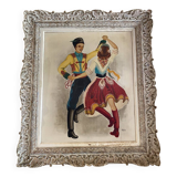 Tableau ancien, danse folklorique, A. Guillaud (1948)