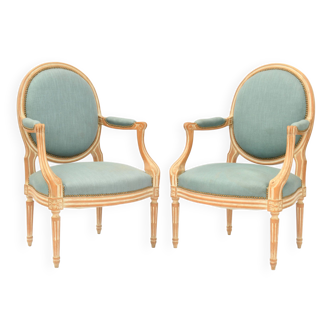 Pair of armchairs with medallion backs