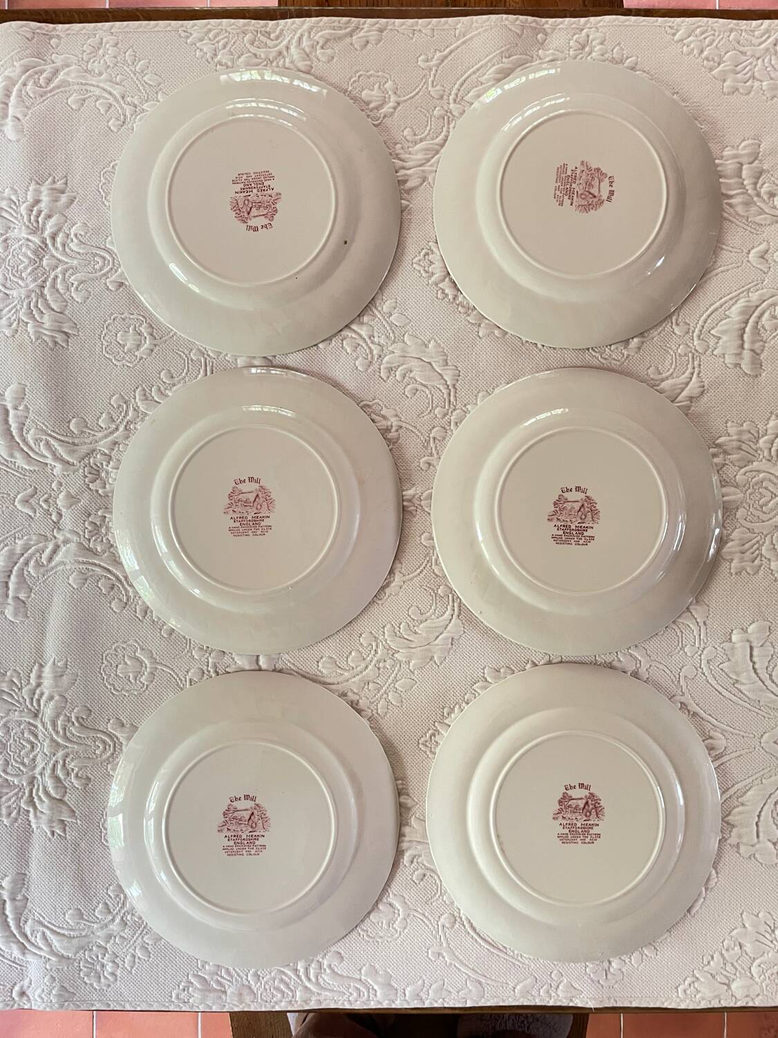 6 English Dinner Plates Alfred Meakin The Mill Staffordshire Diam 25 Cm