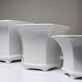 3 nesting white porcelain planters