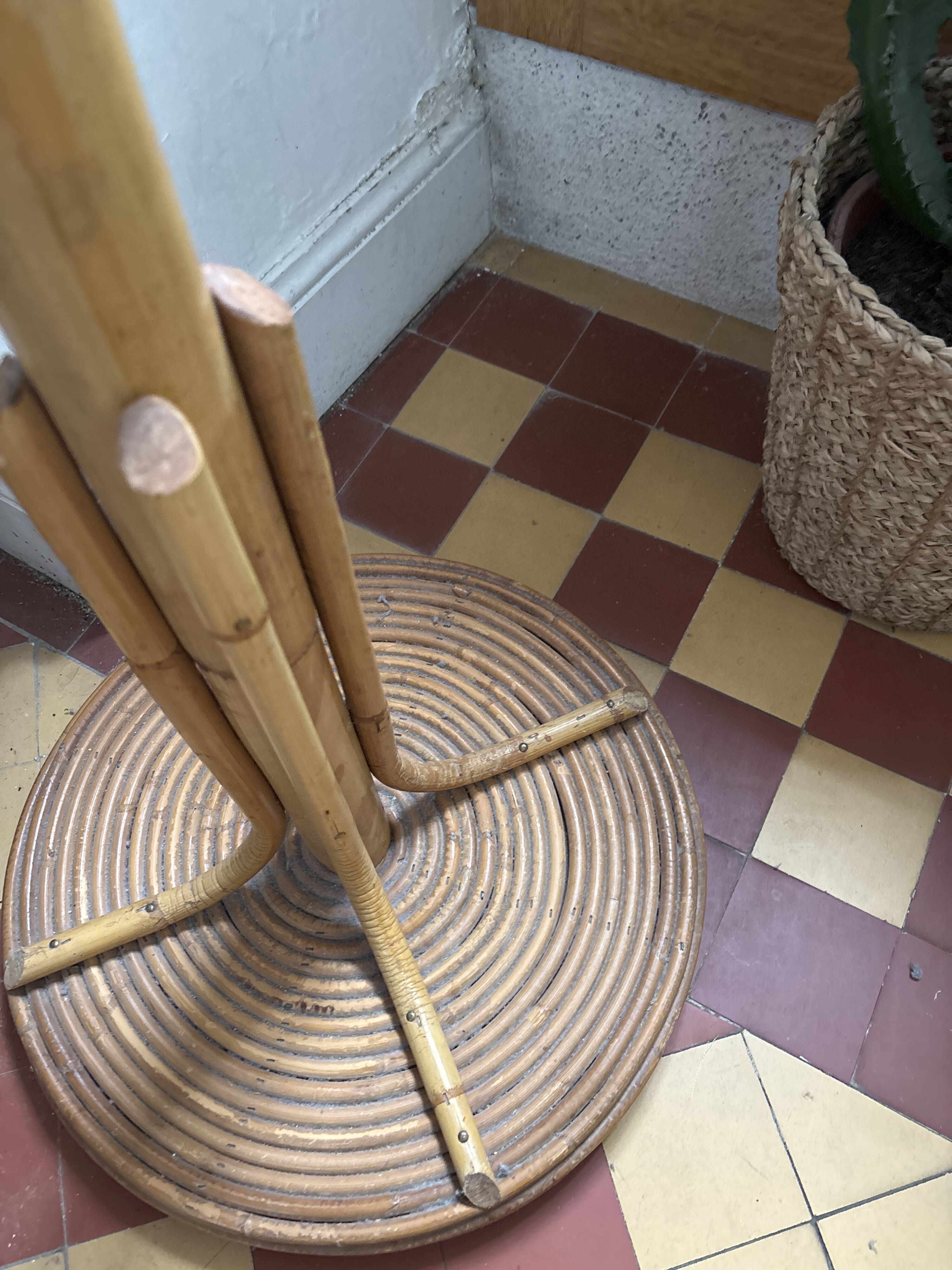 Freestanding rattan coat rack