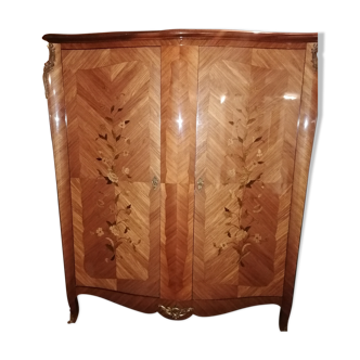 Louis XV rosewood marquetry 2 body cabinet