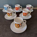 Set of 6 mini mobile cups with vintage undercups