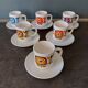 Set of 6 mini mobile cups with vintage undercups