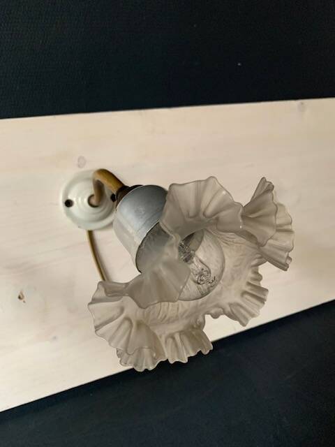 Pair of old wall lights, glass and iron tulip, 1920