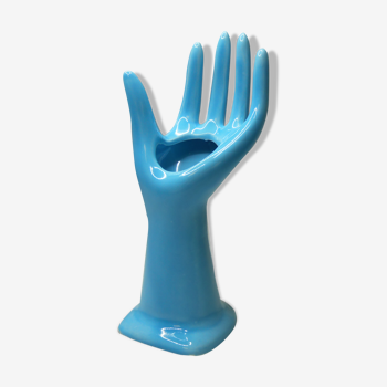 Vintage light blue ceramic hand