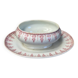 Antique Gien porcelain sauce boat, iron earth