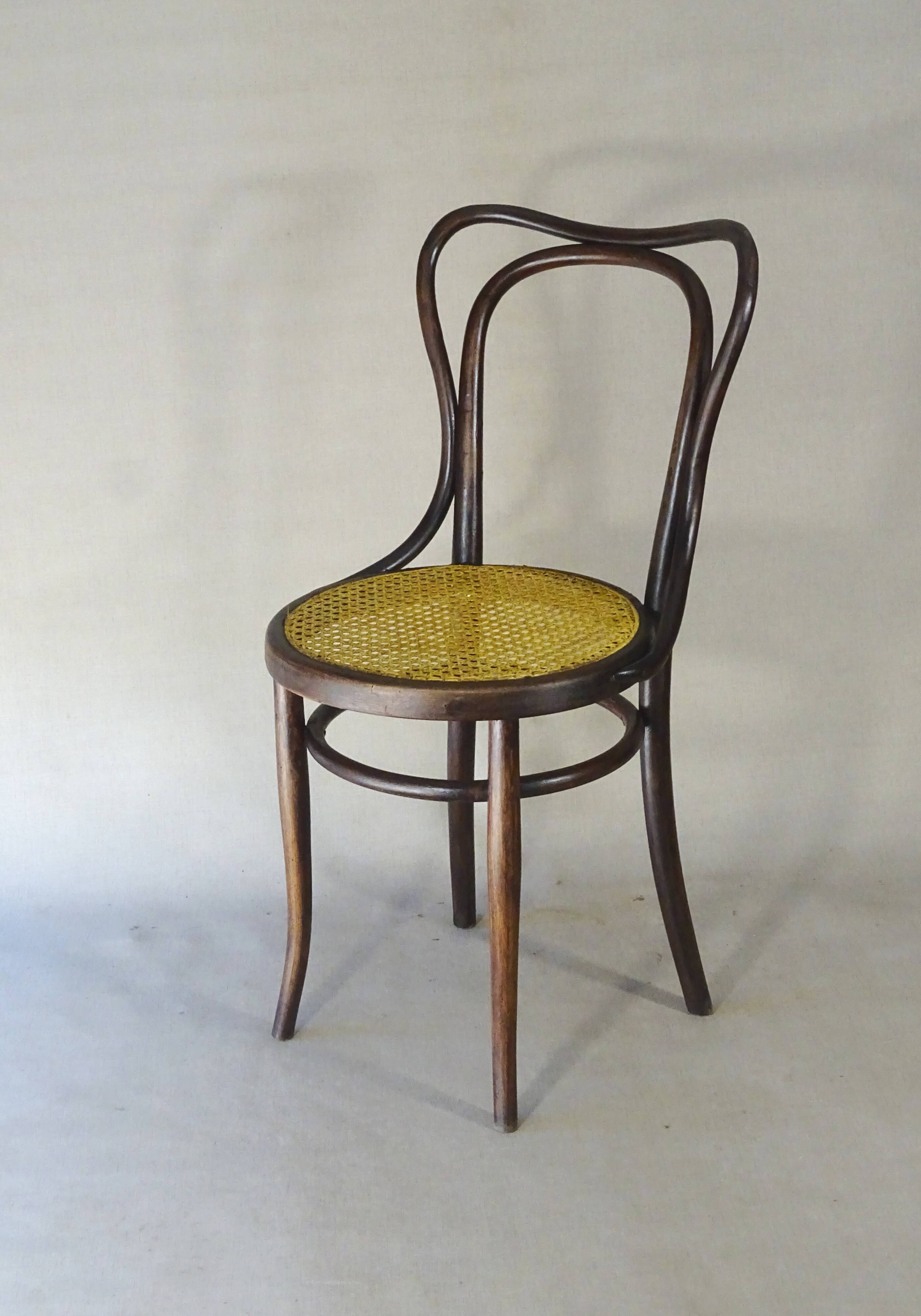 Deux chaises KOHN N°55 de Ca. 1900 cannées, teinte acajou américain.