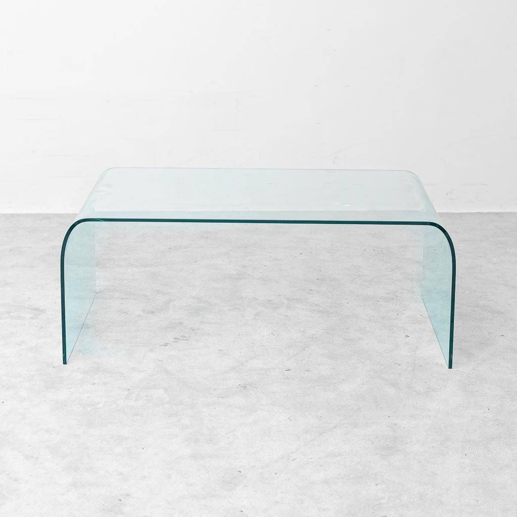 Vintage Fiam Italia coffee table in curved glass minimalist design 1970s