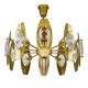 Oscar Torlasco brass chandelier of 25 inches with optical prism lenses, Italy, 1970s.