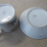 Cup and under cup decoration in grisaille Porcelain of Paris XIXth signed decoration mill