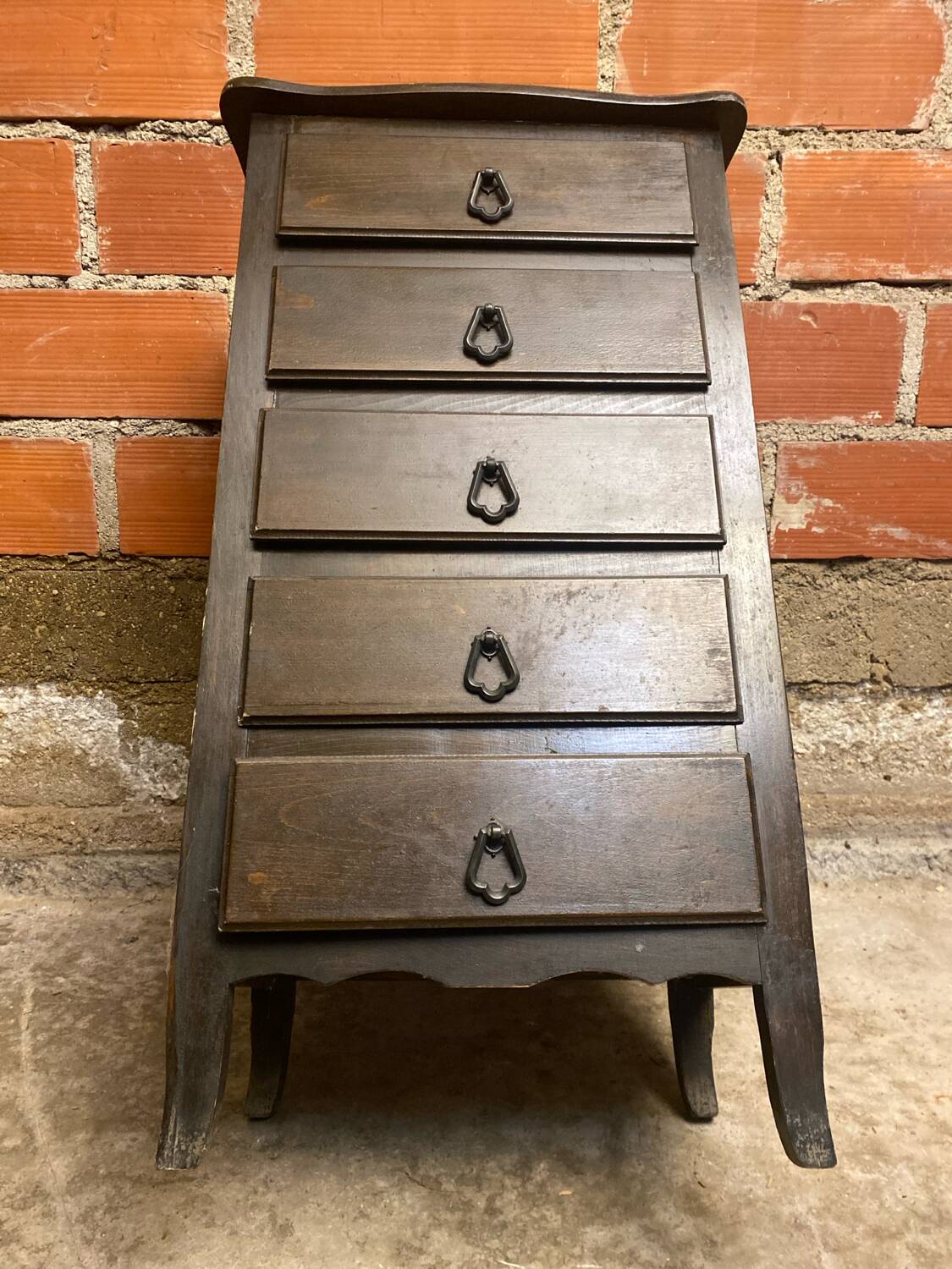 Antique Chest of Drawers with 5 Drawers Vintage Wood #D396