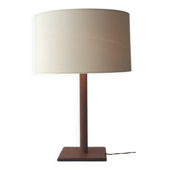 Lampe en cuir piqué sellier 1950 vintage