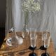 4 large Luminarc Octime vintage octagonal champagne flutes with black foot