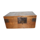 Old box with inscription, fittings, lock and key