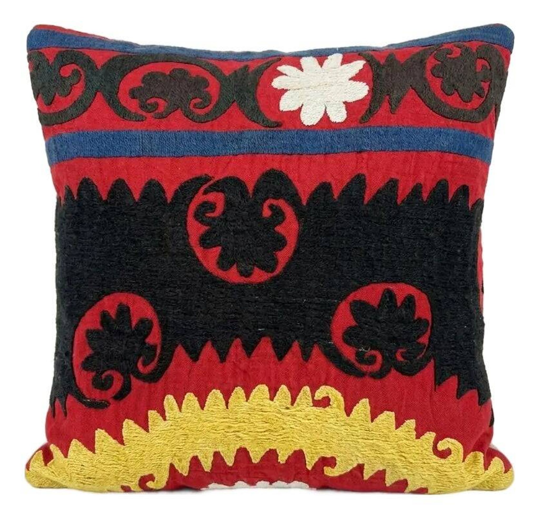 Housse de coussin brodée vintage 33x33 cm