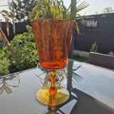 Vintage blown glass vase – orange bubble crystal – circa 1970