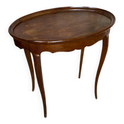 Antique Oval Cocktail Table Guéridon LOUIS XV Wooden Curved Legs Vintage