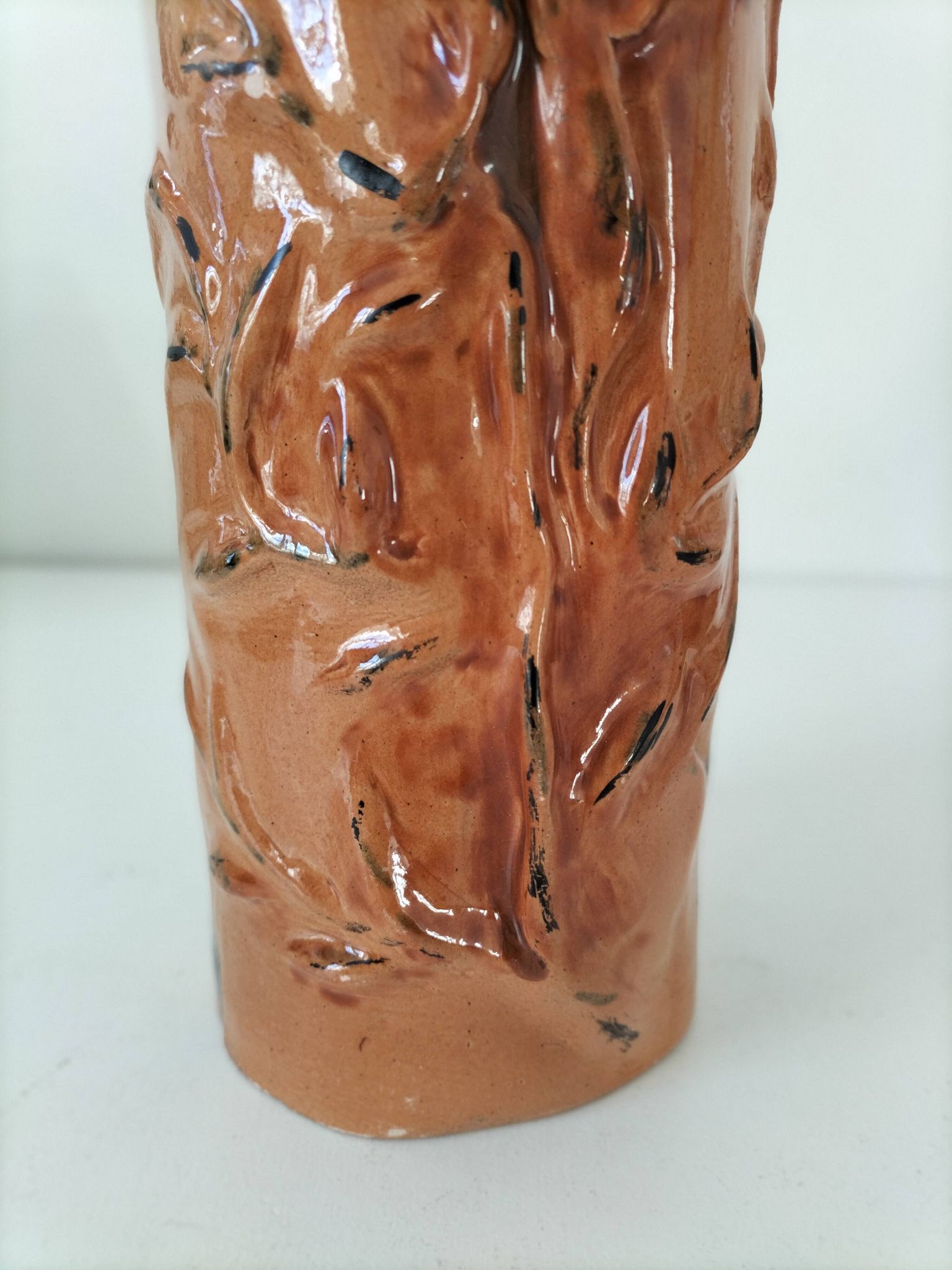 Stoneware vase signed LM, organic style, 70s/90s