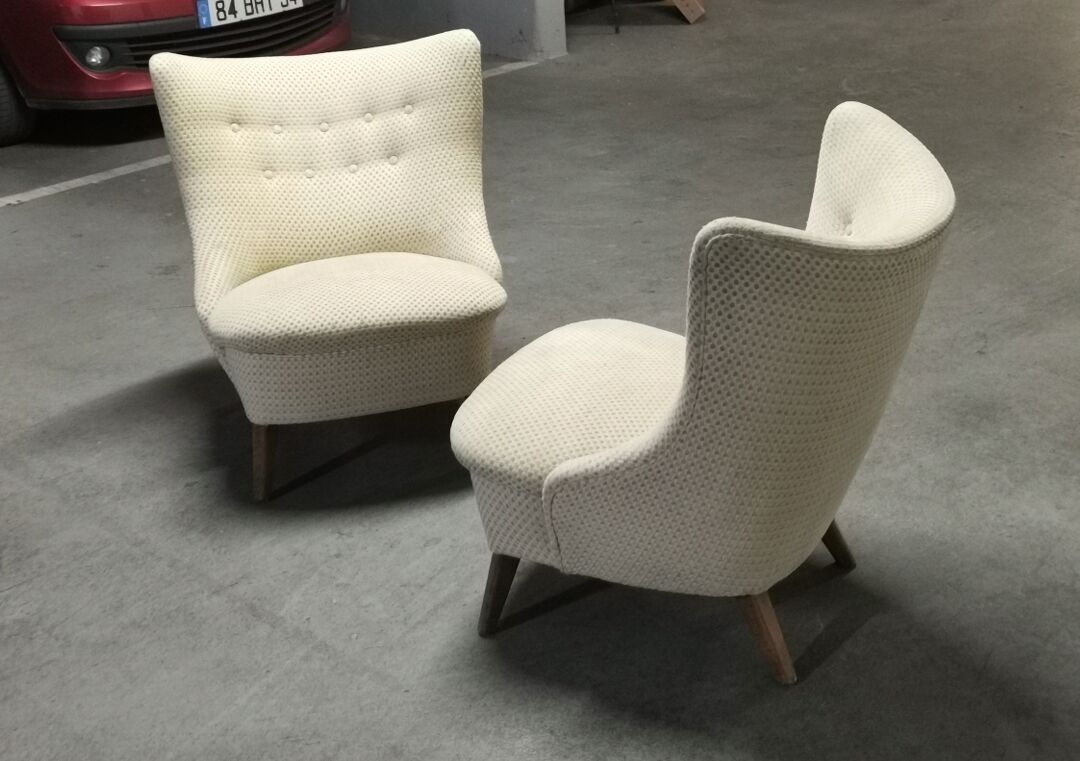 Armchair wing chair egg Barrel 50s modernist