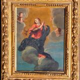 Oil on hammered copper depicting the Assumption of the Virgin, 17th century