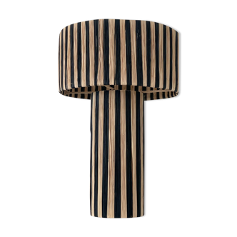 Minimalist bedside table lamp raffia striped zebra black