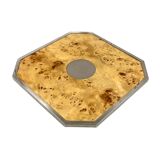 Tommaso Barbi, Hollywood regency burl wood tray, Italy 1970s