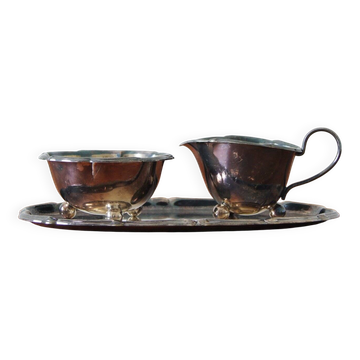 Milk and Sugar Set on Tray from WMF, 1953, Set of 3