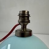 Ancienne lampe vintage en opaline bleu