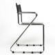 Vintage Cantilever Black Leather and Chrome Armchair , Set of 4