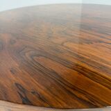 Italian Art Deco Round Table in Ziricote Wood with Red Lacquered Base, 1950