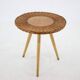 1970s Czech Wicker and Wood Side Table by Jan Kalous for ÚLUV