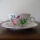 Kg luneville "street lamp" breakfast cup coffee tea earthenware flowers hand-painted - 1