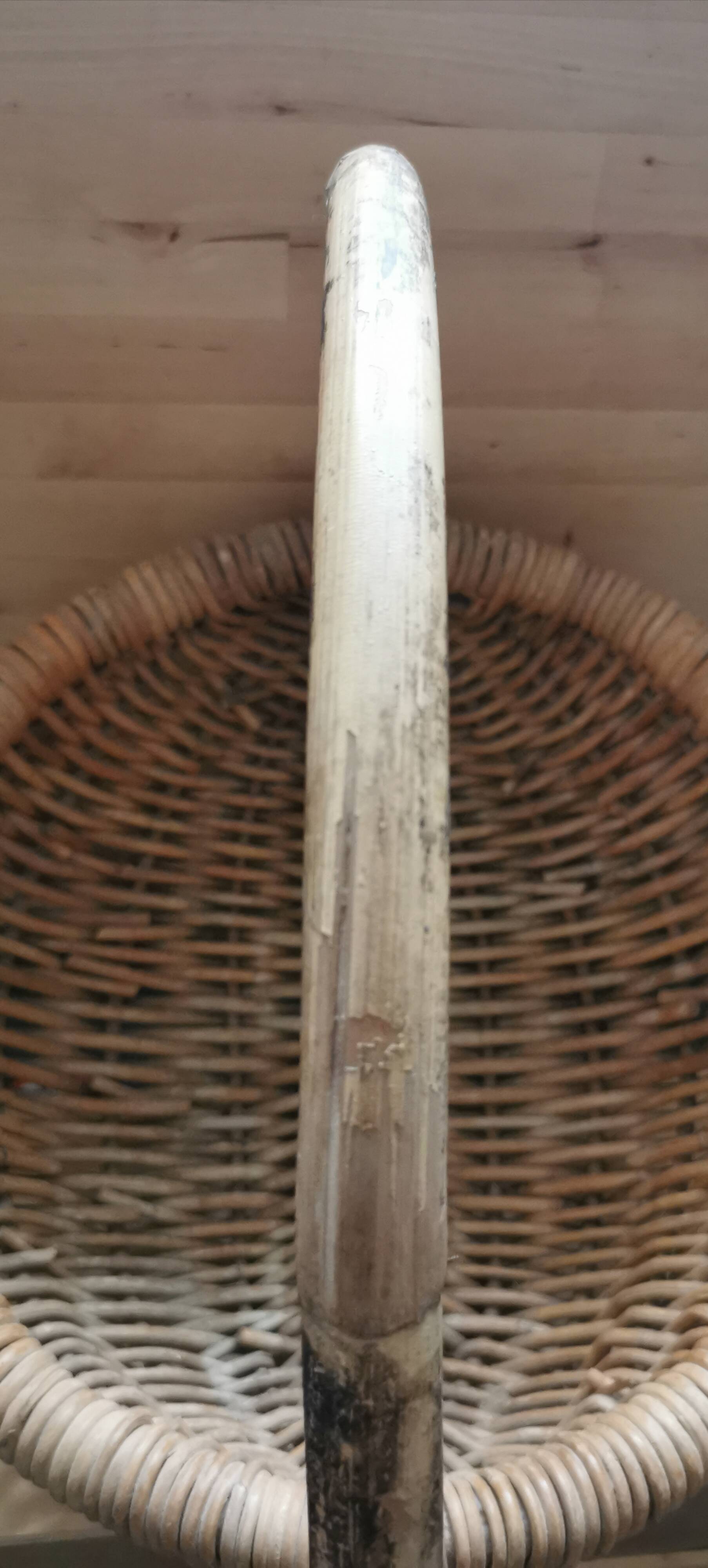 Large vintage basket braided wicker